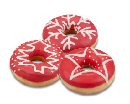 Bild von 36 ST. WEIHNACHTSDONUTS ROTE GLASUR