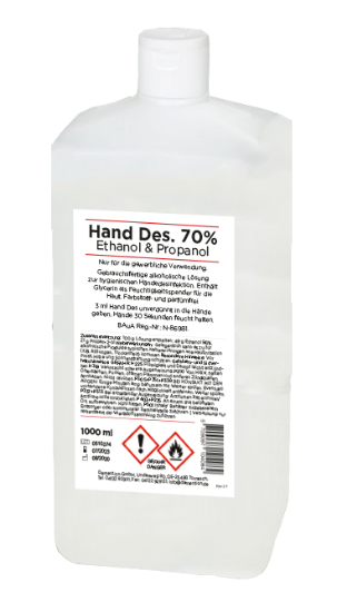 Bild von HAND DES. 70% - 1 LITER E1-FLASCHE (UKT.12x)